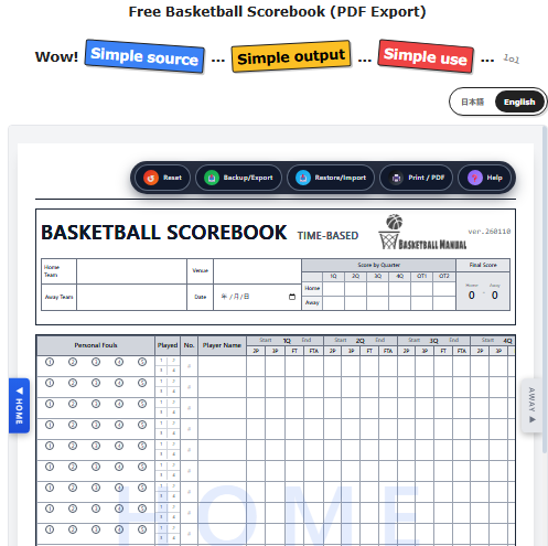 Basketball Scorebook Dashboard